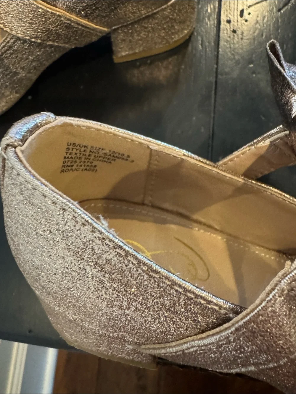 Sam Edelman Bianca Bow Heel Glitter Mary Jane Dress Shoes with Bow - Gold